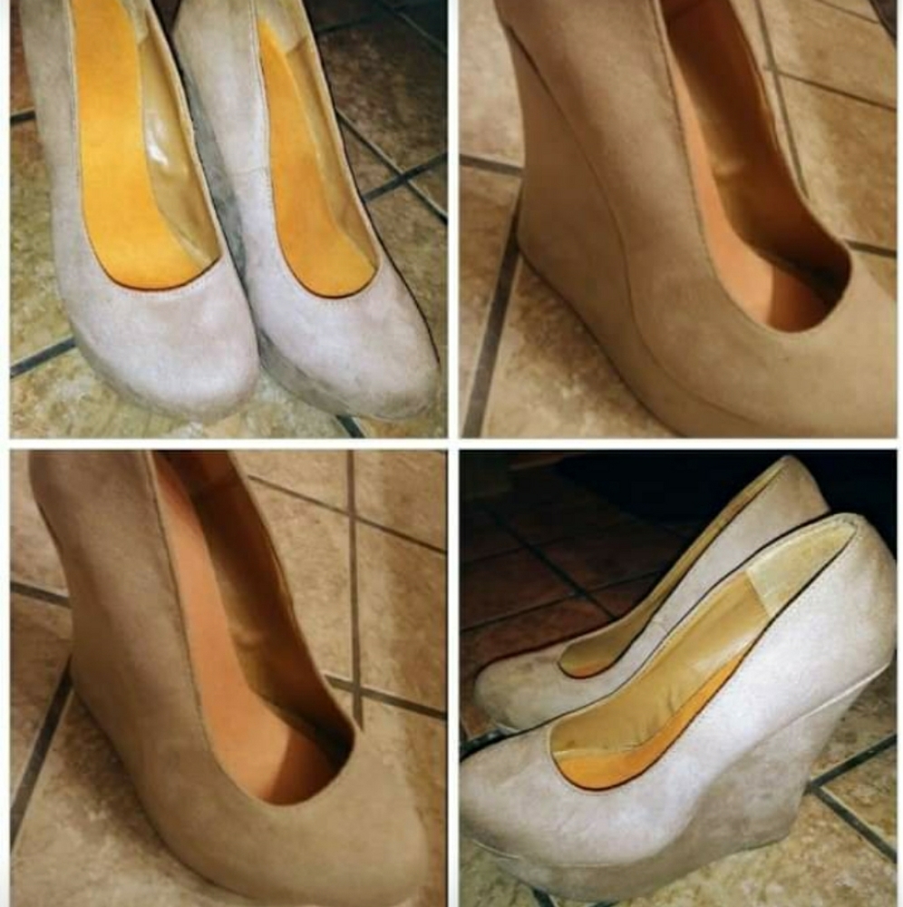 Tan Suede wedges